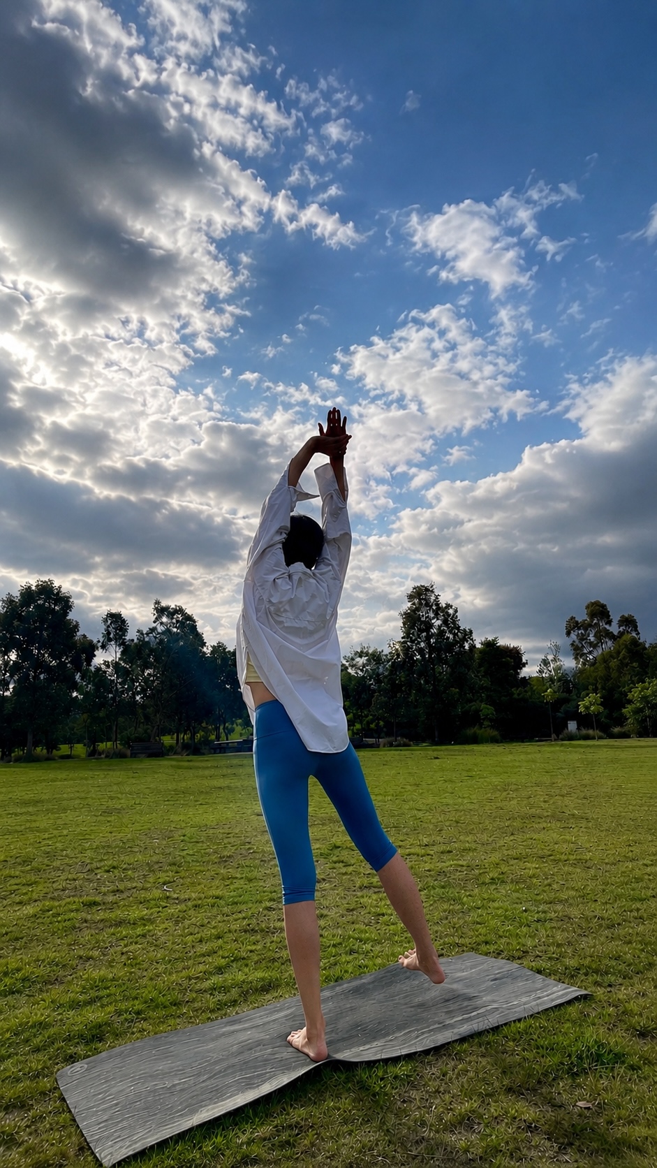 Yoga practice outdoors